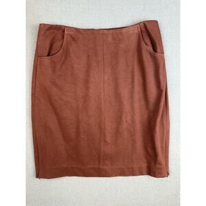 Cabi Womens Sz 10 Skirt Maroon Burgundy Mini Zipper Slits Pockets Stretch Career